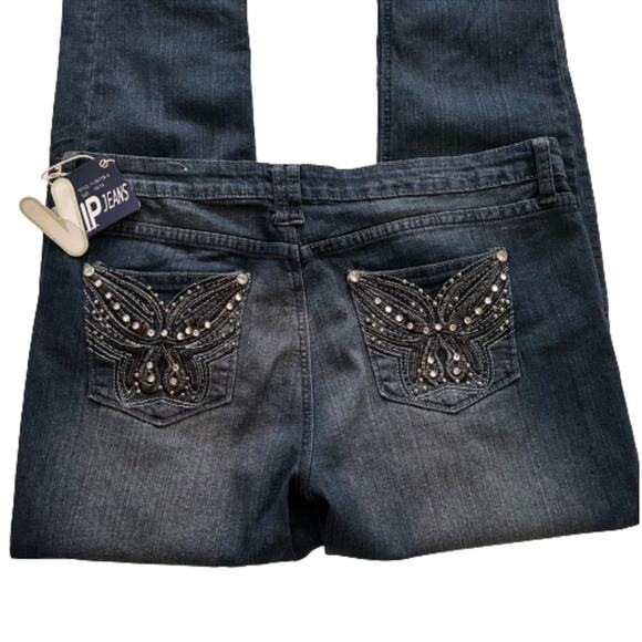 V.I.P. Jeans Distressed Dark Wash Embellished Pocket Skinny Jeans Size 15/16 NEW - Picture 8 of 12